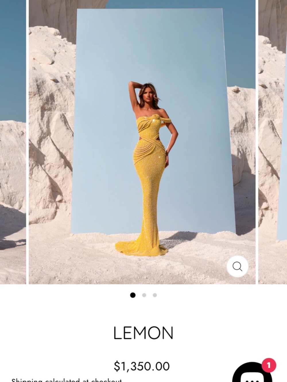 LEMON One-Shoulder Sequin Evening Gown